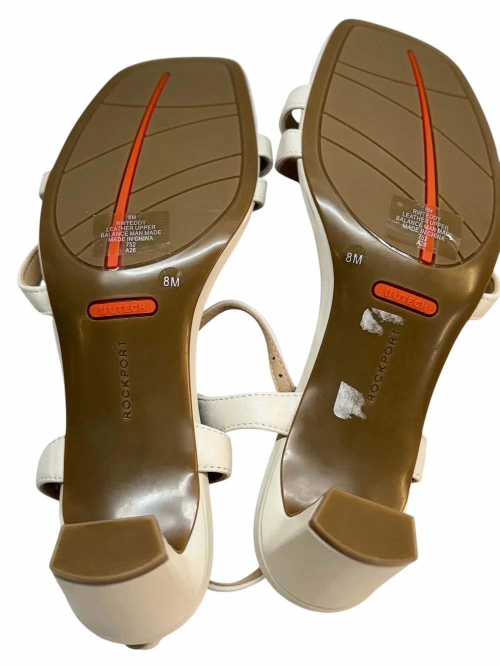 Rockport Total Motion RWTEDDY White Leather Strappy Sandals Size 8 NWOT